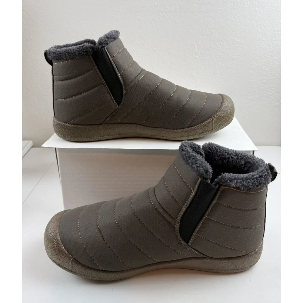 Eagsouni Waterproof Quilted Puffer Faux Fur Lined Mens Ankle Boot Sz 43 EU/10 US
